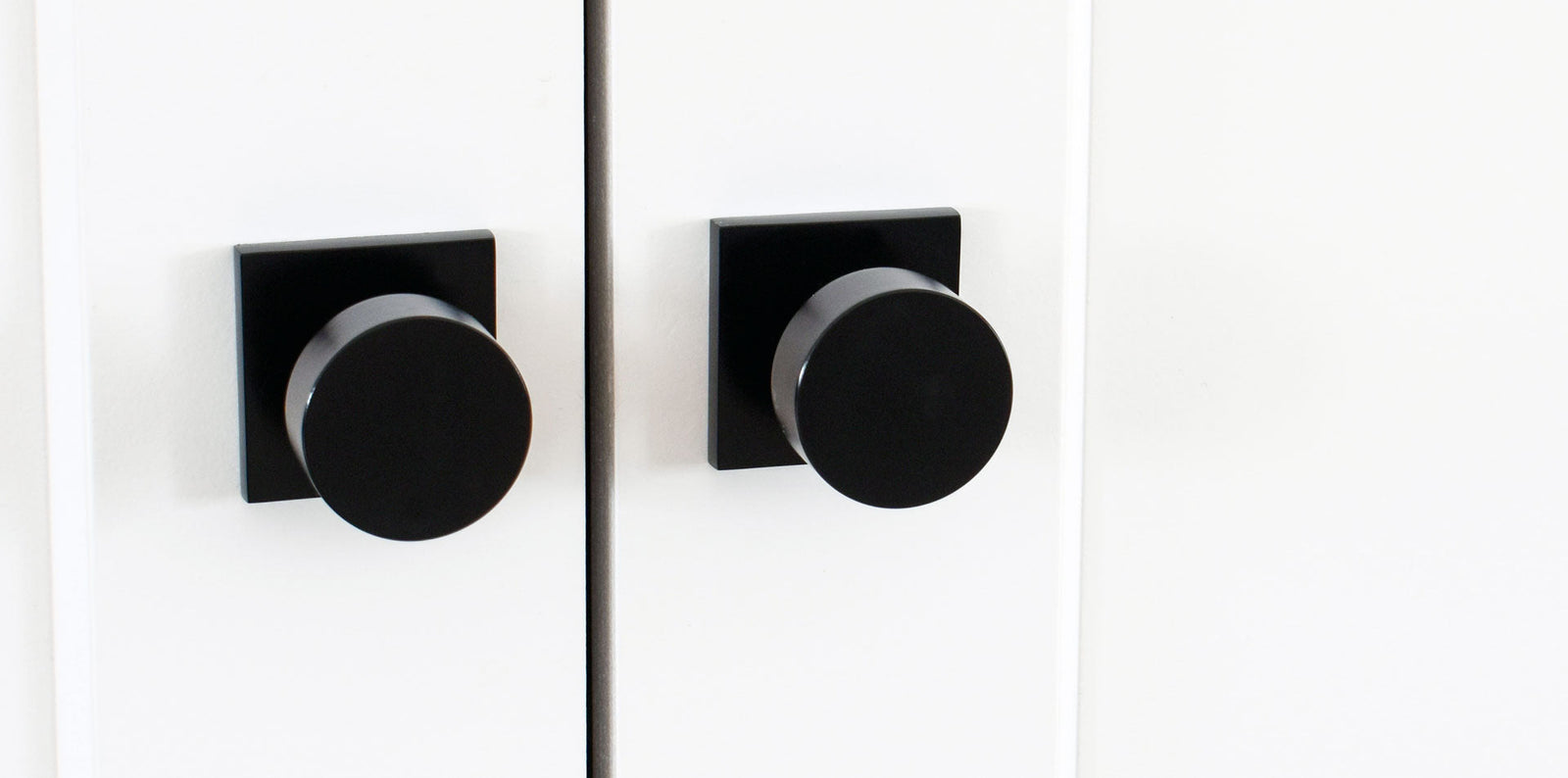 white french closet doors with black modern contemporary door hardware from viaggio