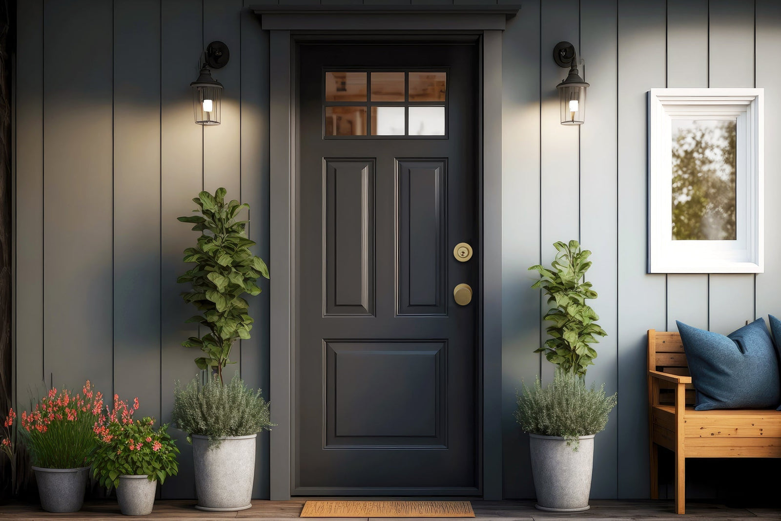 black front door modern home with satin brass entry set hardware from viaggio