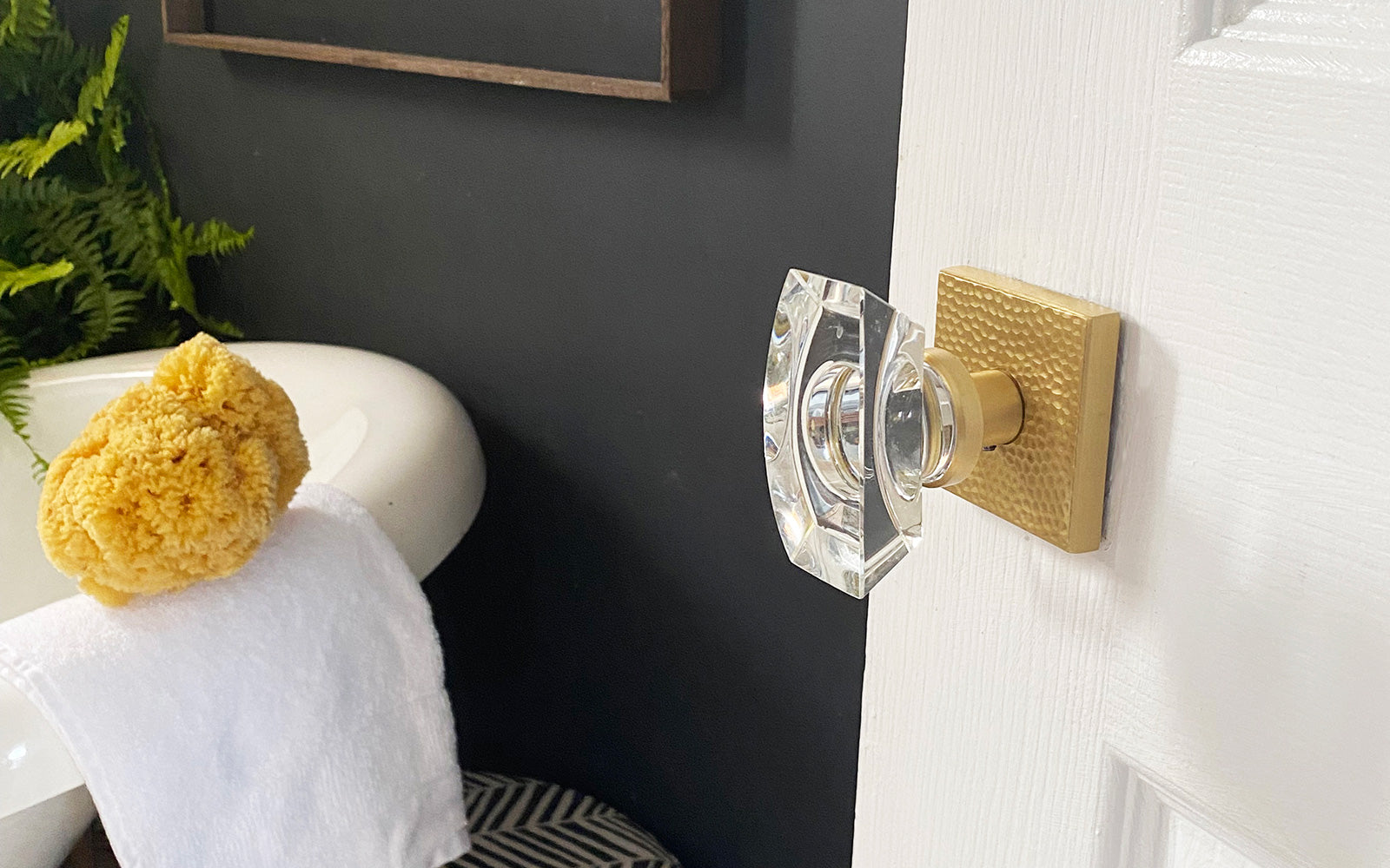 black wall with white door and contemporary modern door hardware from viaggio
