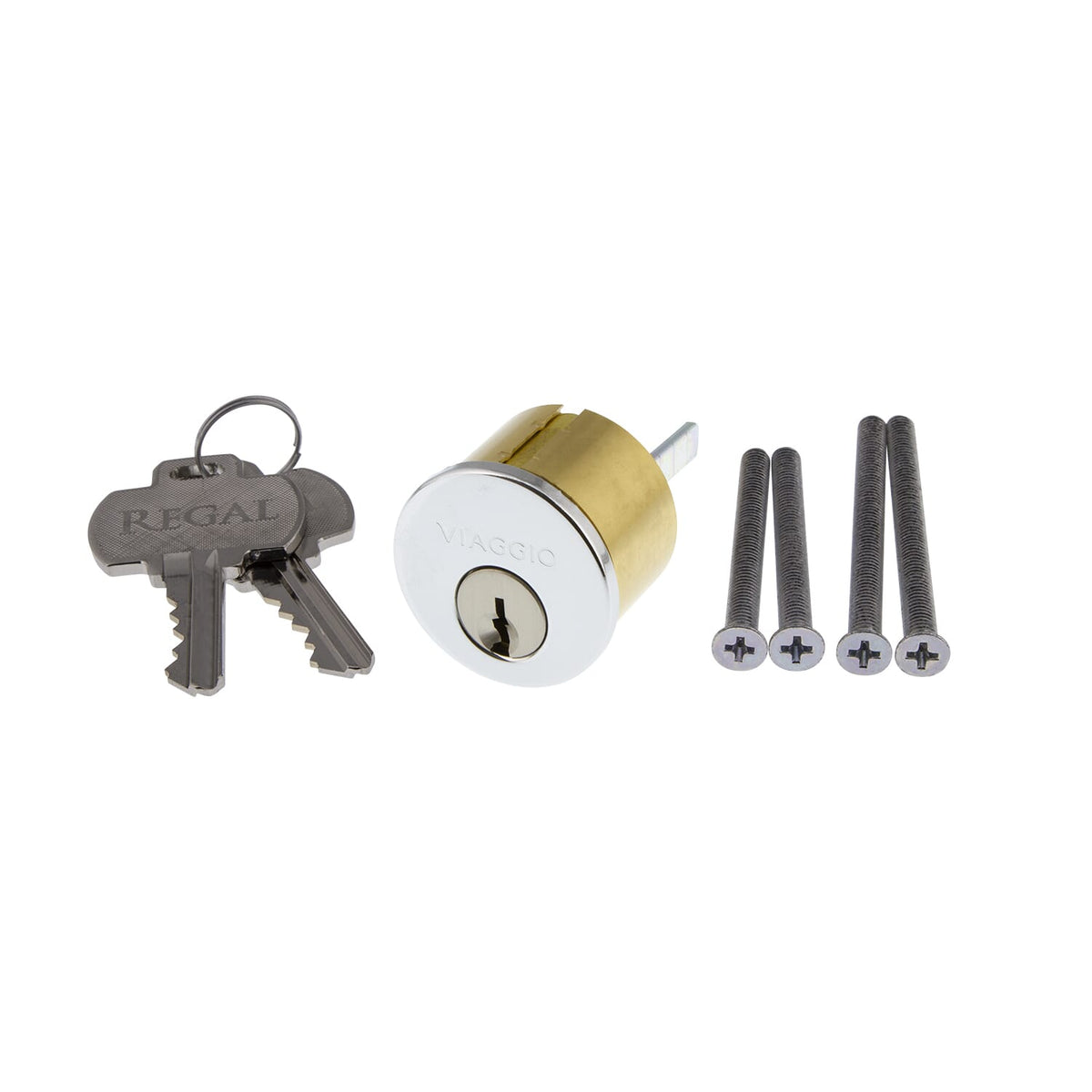 Deadbolt Cylinder and Cover without Key Code in Bright Chrome