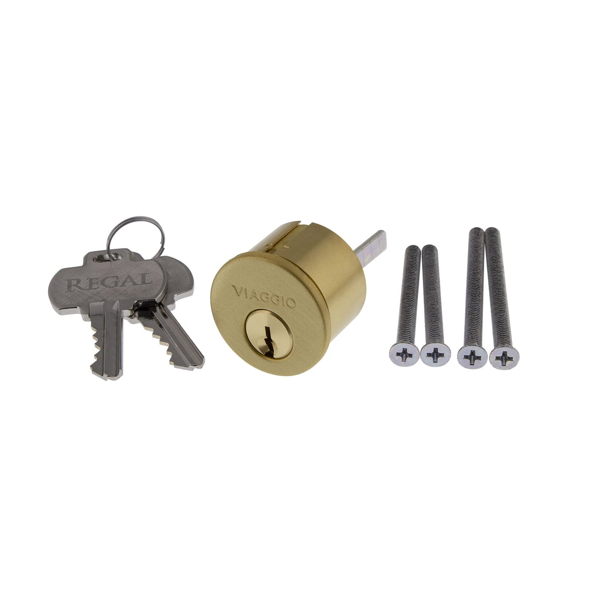 Deadbolt Cylinder and Cover without Key Code in Satin Brass