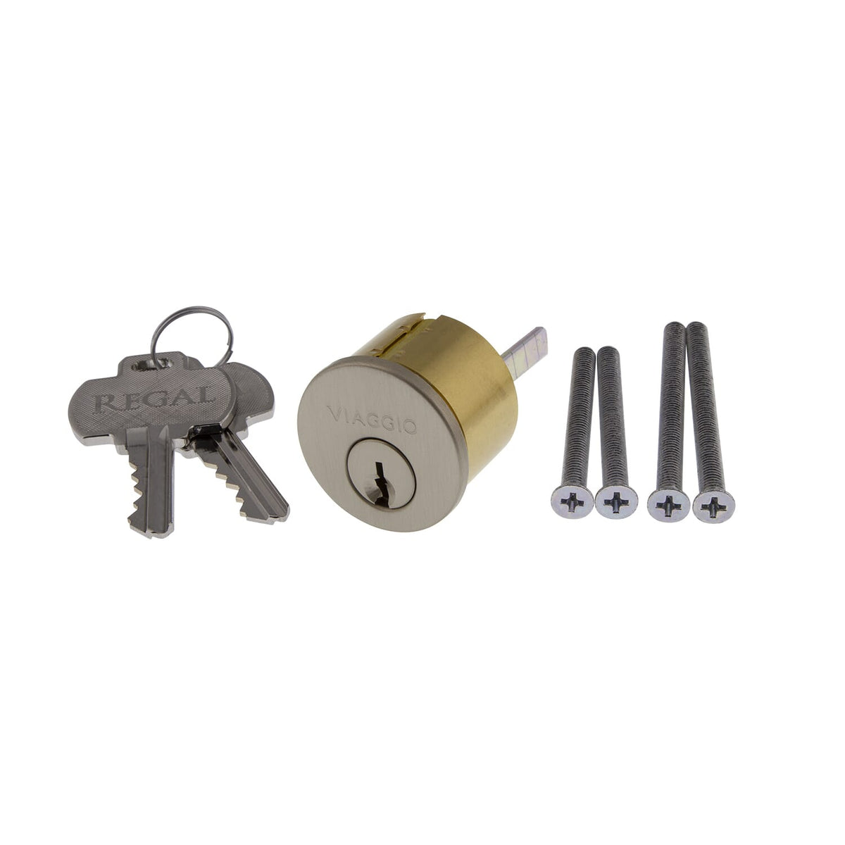 Deadbolt Cylinder and Cover without Key Code in Satin Nickel
