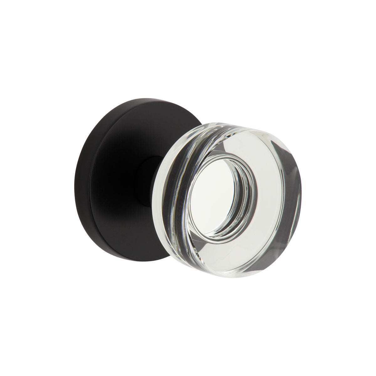 Circolo Rosette with Quadrato Crystal Knob in Satin Black