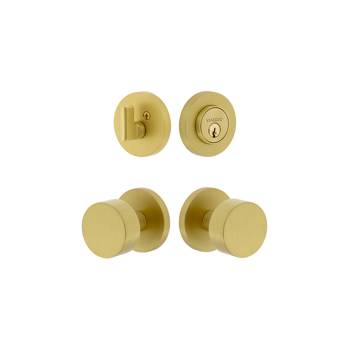 Circolo Rosette Entry Set with Circolo Knob in Satin Brass