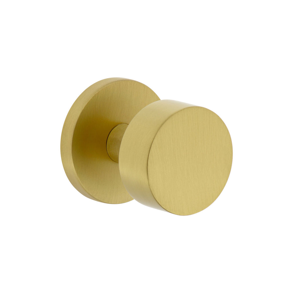 Circolo Rosette with Circolo Knob in Satin Brass - Viaggio Hardware