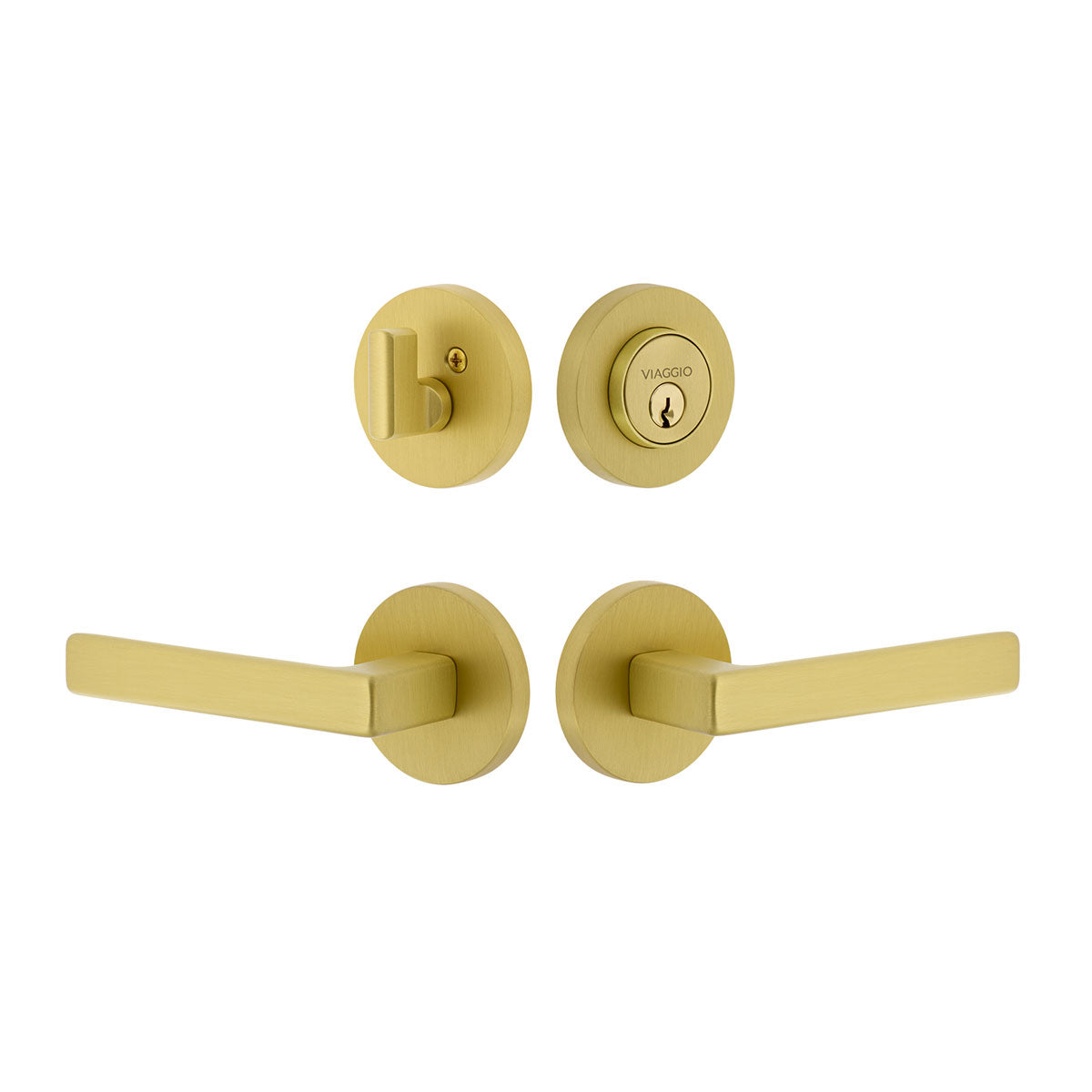 Circolo Rosette Entry Set with Lusso Lever in Satin Brass