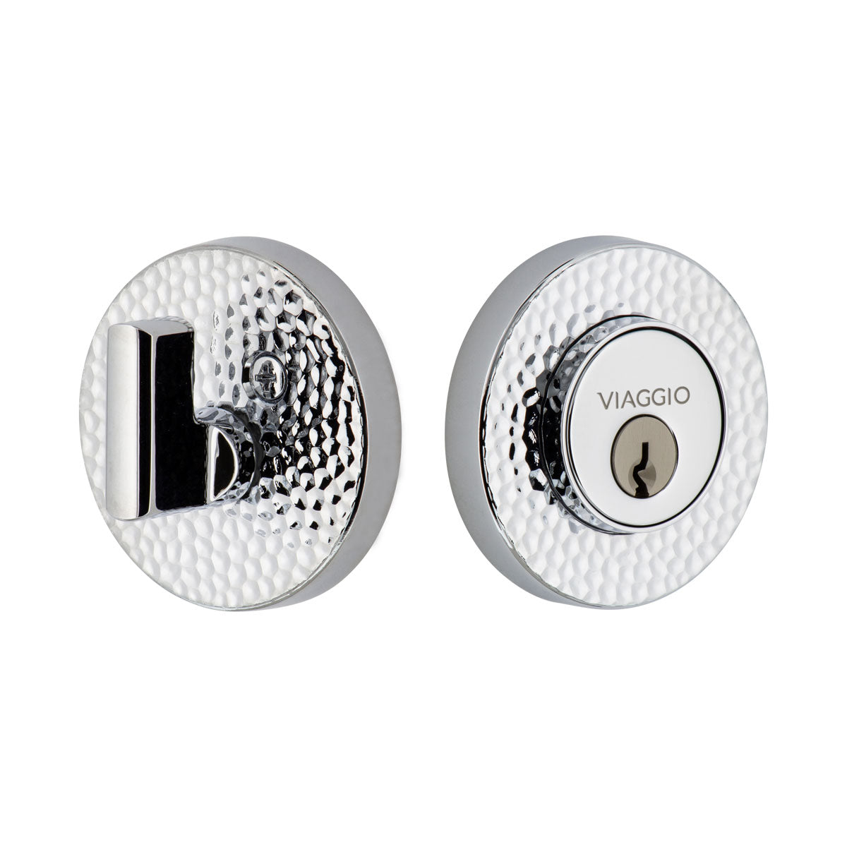 Circolo Hammered  Single Cylinder Deadbolt in Bright Chrome