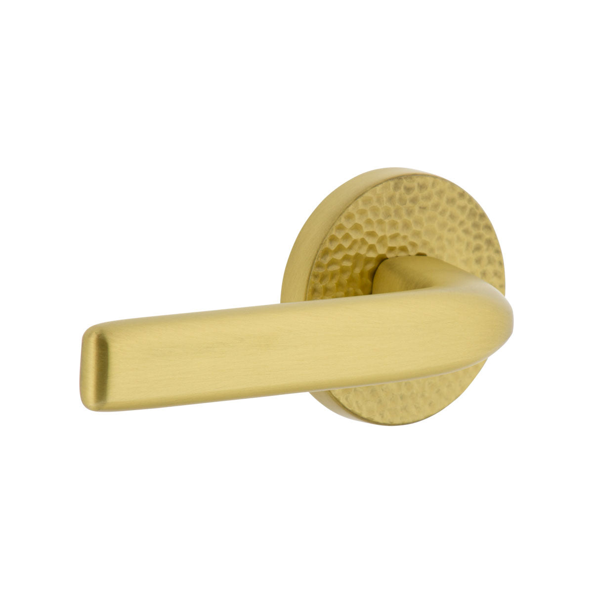 Circolo Hammered Rosette with Bella Lever in Satin Brass