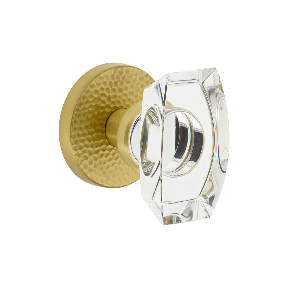 Circolo Hammered Rosette with Stella Crystal Knob in Satin Brass