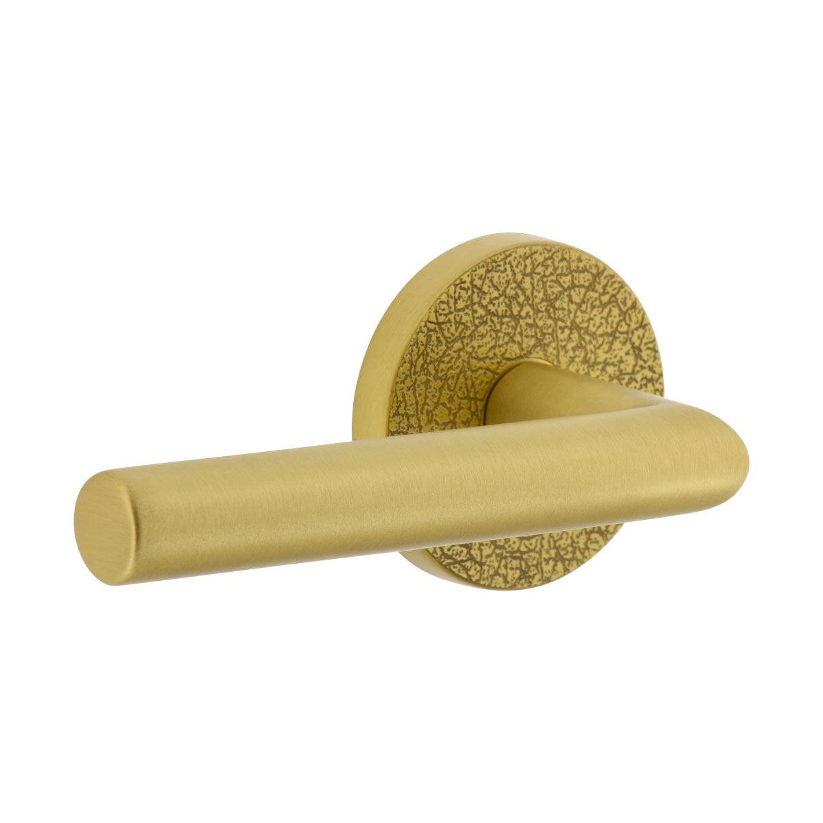 Circolo Leather Rosette with Moderno Lever in Satin Brass