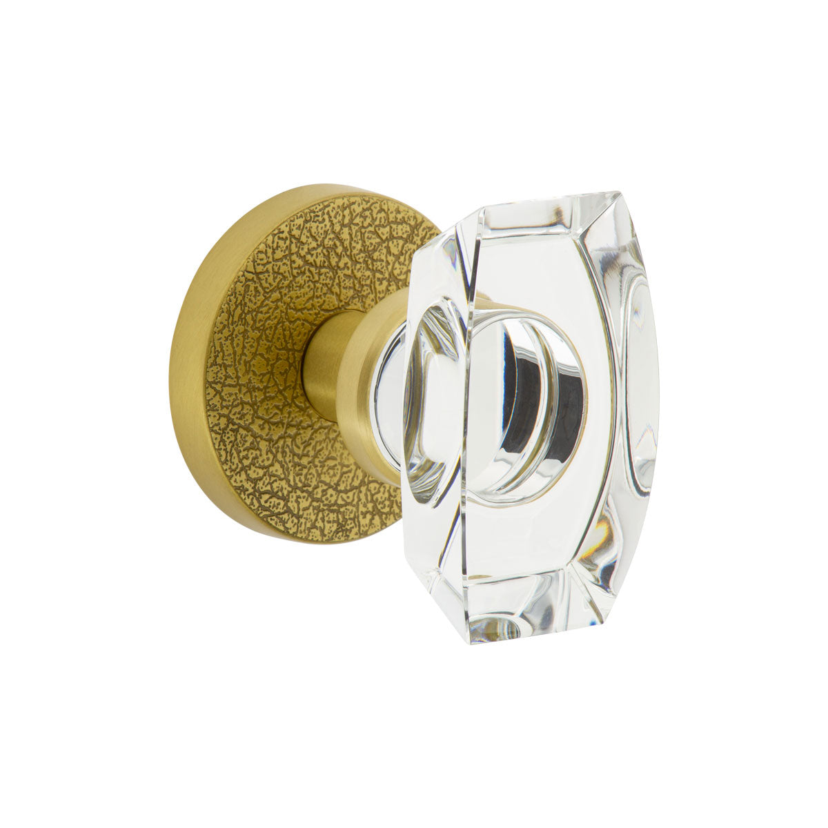 Circolo Leather Rosette with Stella Crystal Knob in Satin Brass
