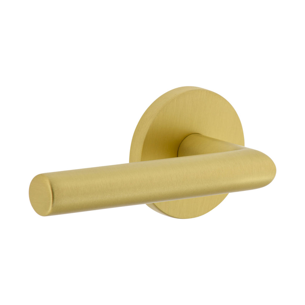 Circolo Rosette with Moderno Lever in Satin Brass - Viaggio Hardware