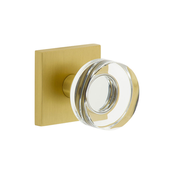 Quadrato Rosette with Circolo Crystal Knob in Satin Brass