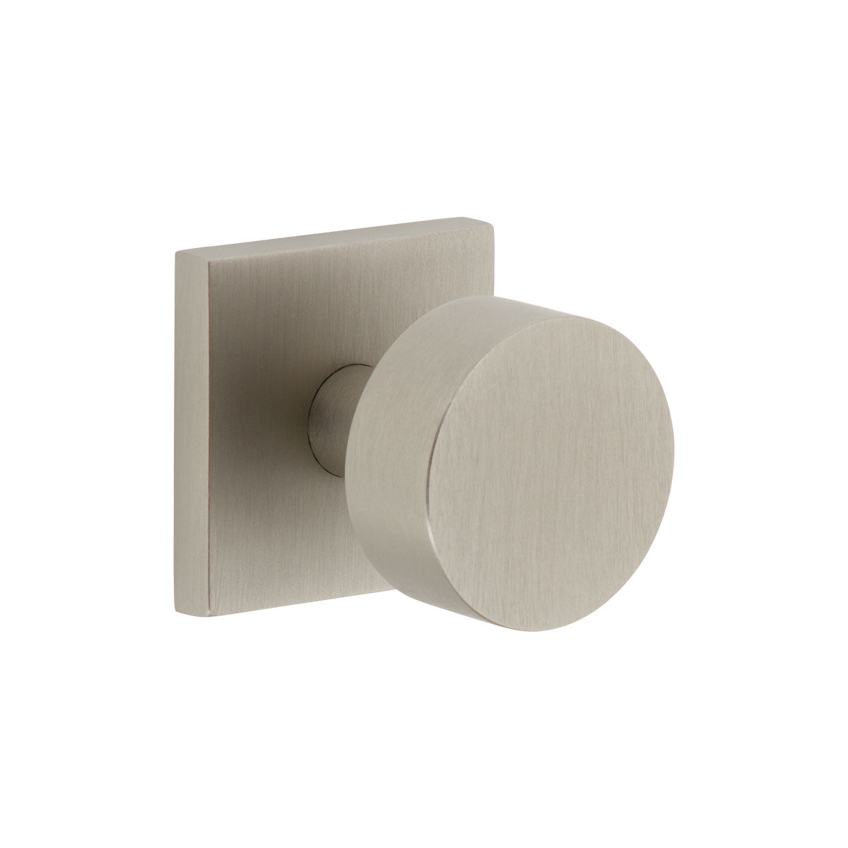 Quadrato Rosette with Circolo Knob in Satin Nickel - Viaggio
