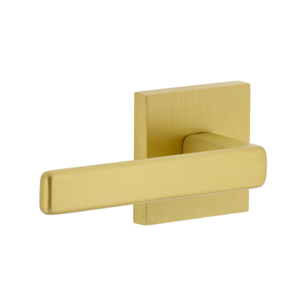 Quadrato Rosette with Lusso Lever in Satin Brass - Viaggio Hardware