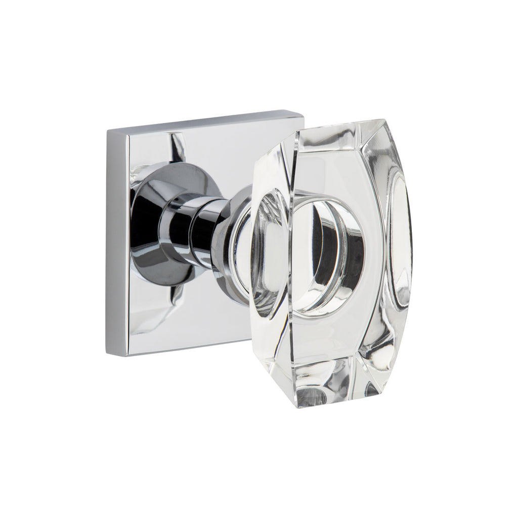 Quadrato Rosette with Stella Crystal Knob in Bright Chrome