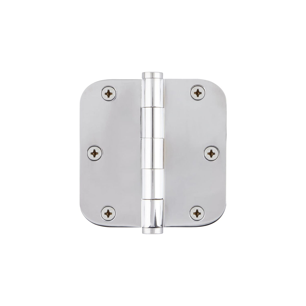 3.5&quot;  Button Tip Residential Hinge with 5/8&quot; Radius Corners in Bright Chrome