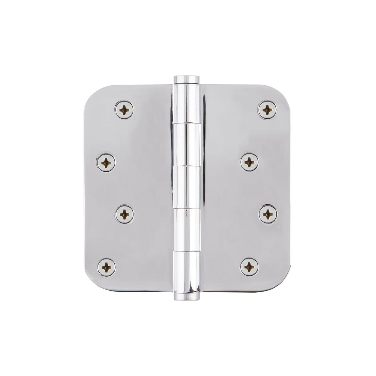 4&quot; Button Tip Residential Hinge with 5/8&quot; Radius Corners in Bright Chrome