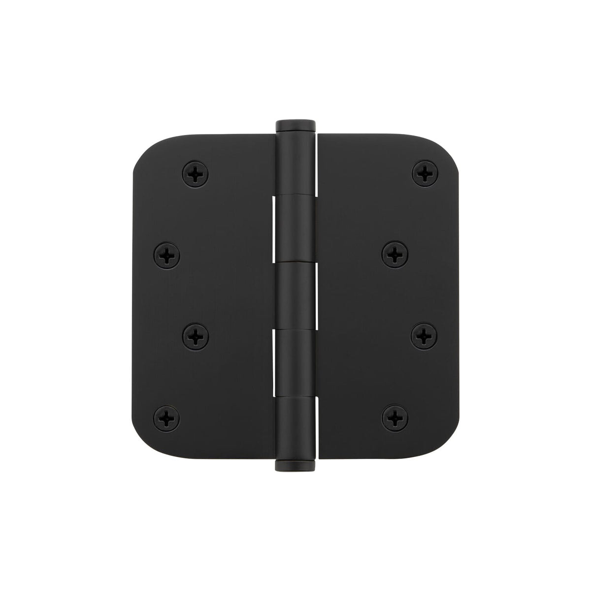 4&quot; Button Tip Residential Hinge with 5/8&quot; Radius Corners in Satin Black