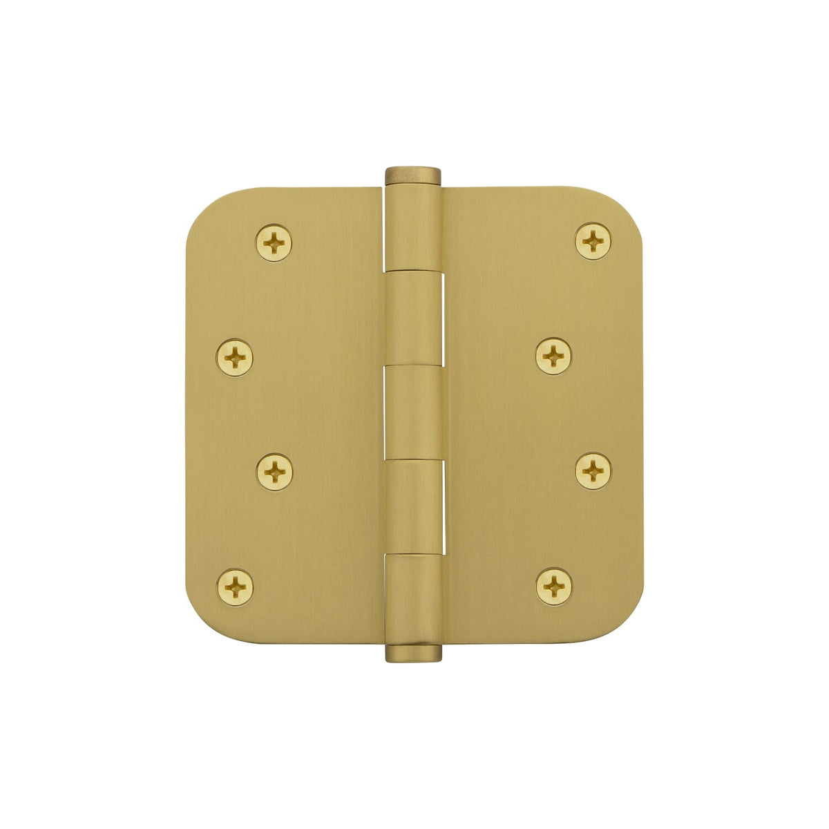 4&quot; Button Tip Residential Hinge with 5/8&quot; Radius Corners in Satin Brass