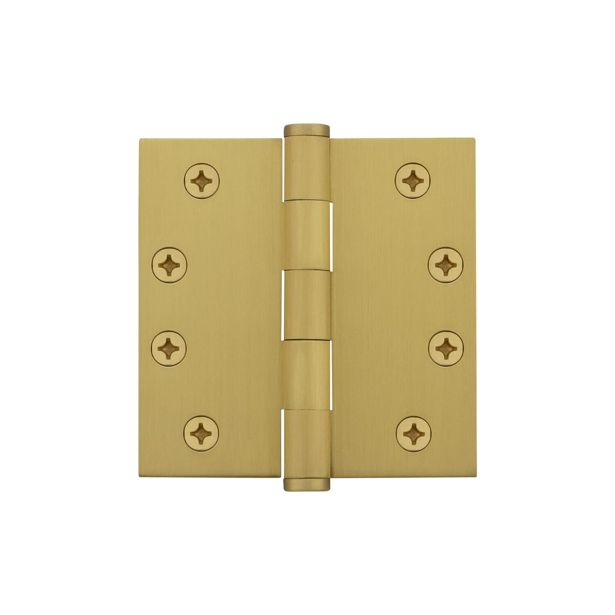 4&quot; Button Tip Heavy Duty Hinge with Square Corners in Satin Brass