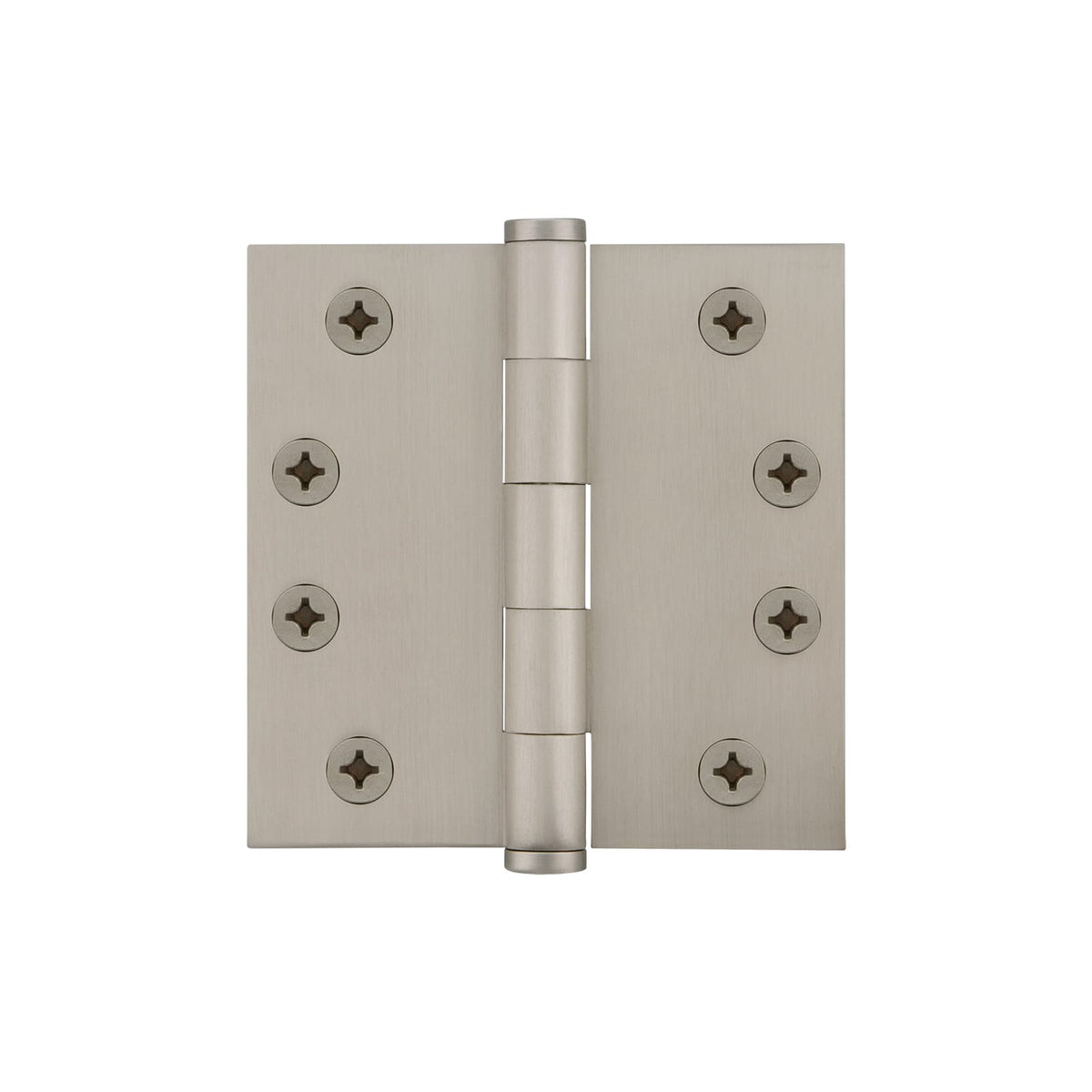 4&quot; Button Tip Heavy Duty Hinge with Square Corners in Satin Nickel