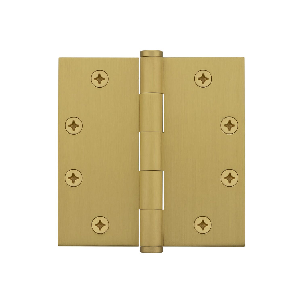 4.5&quot; Button Tip Heavy Duty Hinge with Square Corners in Satin Brass