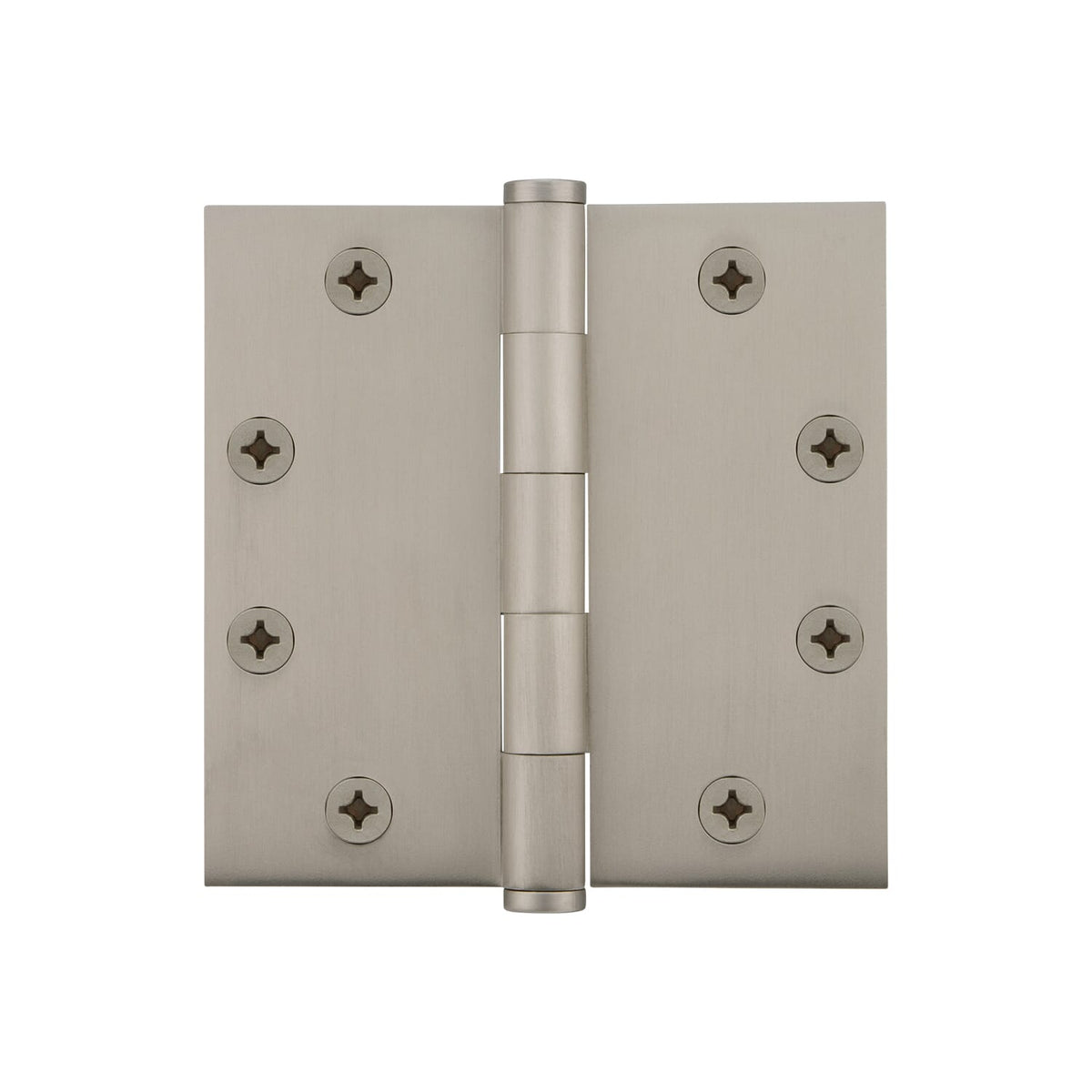 4.5&quot; Button Tip Heavy Duty Hinge with Square Corners in Satin Nickel