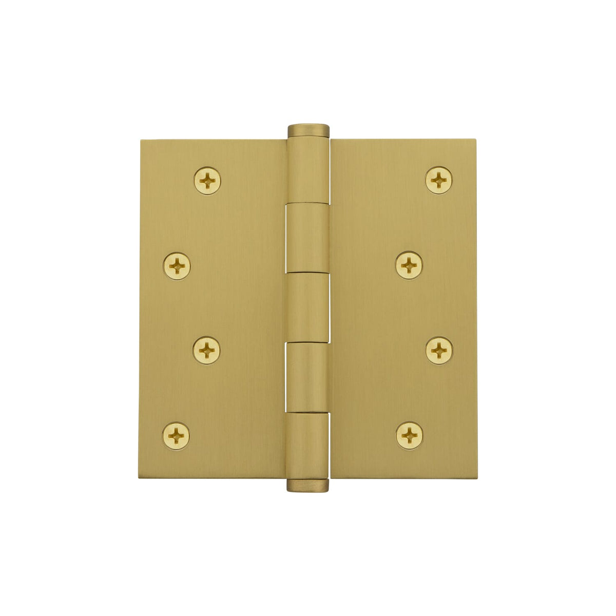 4&quot; Button Tip Residential Hinge with Square Corners in Satin Brass