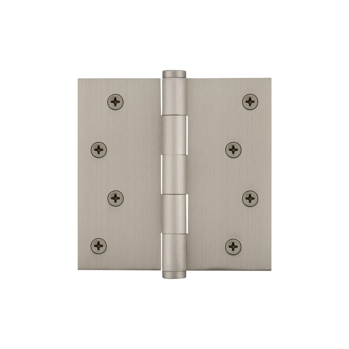 4&quot; Button Tip Residential Hinge with Square Corners in Satin Nickel